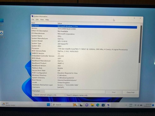 11th gen i7 Dell XPS 13 (9310) 4K Touch Screen Laptop with 32 GB 1 TB SSD - Picture 8 of 9