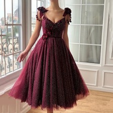 A-Line Burgundy Flowers Prom Dresses Sleeveless Party Gowns Pleats Sweetheart