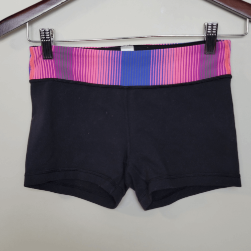 Ivivva Active Dance Spandex Compression Shorts Girls Black Pink Waistband size 1 - Picture 1 of 3