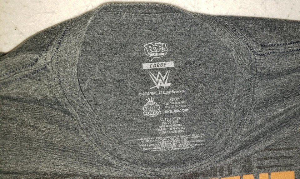 WWE Wrestling Main Event ANDRE THE GIANT ULTIMATE WARRIOR Sz Lg Dk Gray T-Shirt - Image 3 of 4