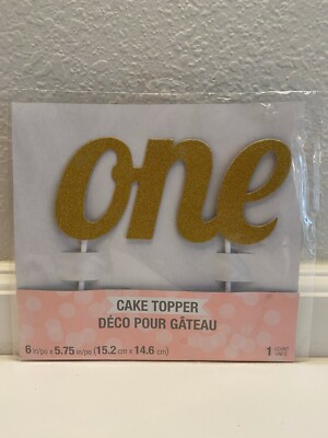 Creative Converting 1St Birthday ''One'' Cake Topper Gold Shimmer 6'' x 5.75''