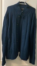 Express Men's Casual Cardigan Blue Button Up- XL