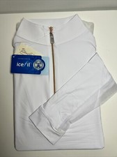 Tailored Sportsman ICEFIL Long Sleeve Ziptop Shirt White/ Rose Gold Small