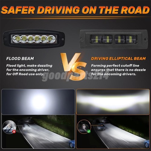 7inch Flush Mount LED Work Light Bar Driving Reverse Fog Offroad 4WD SUV Truck - Picture 9 of 19