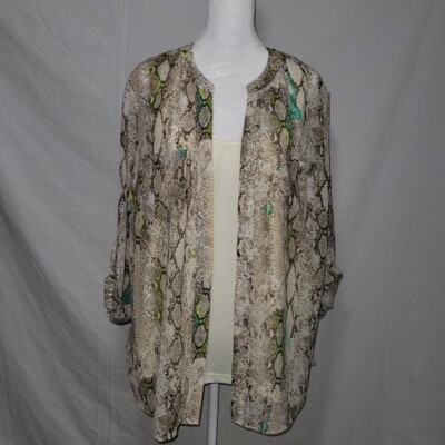 Covington Essentials 2 pc Sheer Blouse / Tank Top-Roll Up Sleeve Womens Size 1X