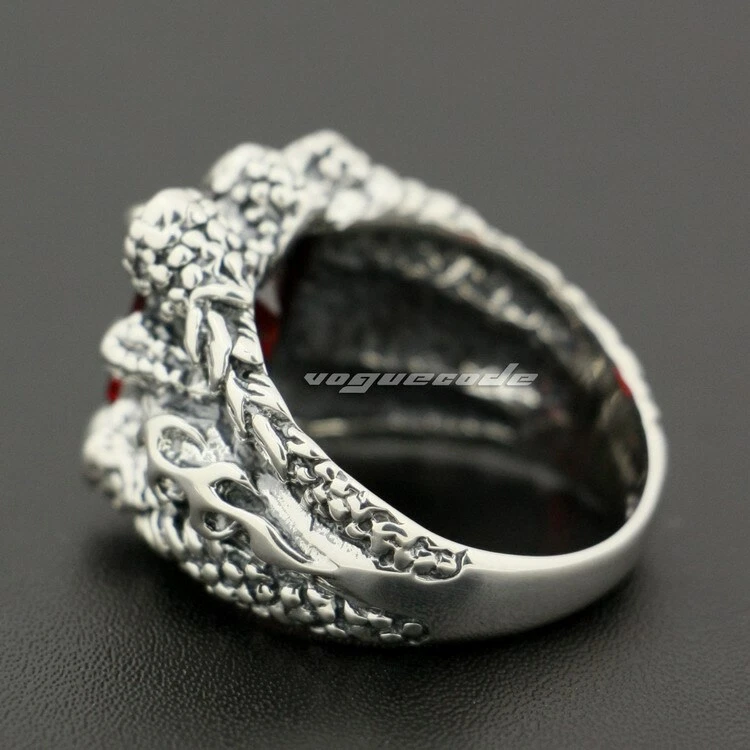 925 Sterling Silver Dragon Claw Ring CZ Stone Mens Punk Ring 8TX02A US 7~15 - Image 4 of 4