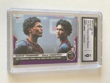 2022 Topps Now OTE Overtime Elite 50 AUSAR & AMEN THOMPSON Purple SP # /25 CSG 9