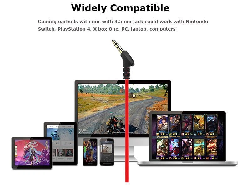 In-Ear Gaming Headset Earbuds Stereo Earphone With Mic For Phone PC Xbox One PS4 - Image 4 of 4