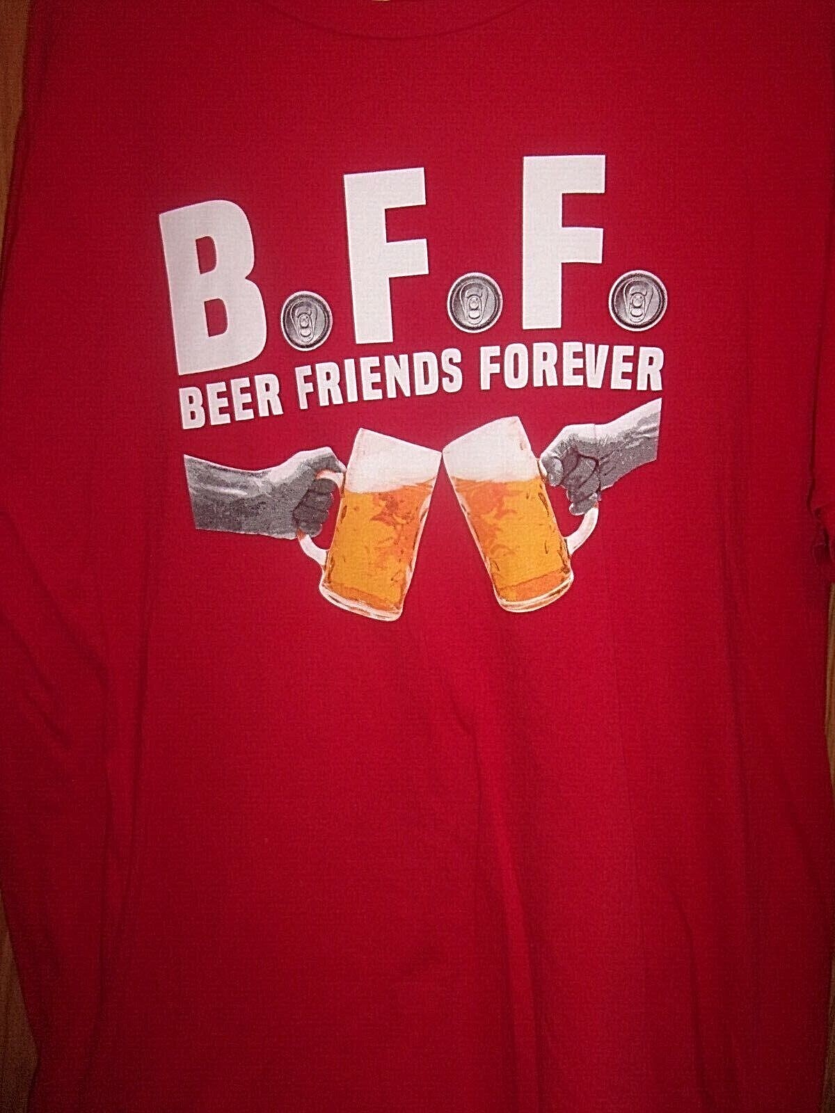 BFF BEER FRIENDS FOREVER red XL t shirt Gem