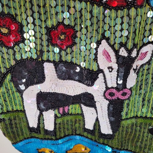 The Quacker Factory Sequin Farm Animal Barnyard Vest QVC Medium - Picture 3 of 16