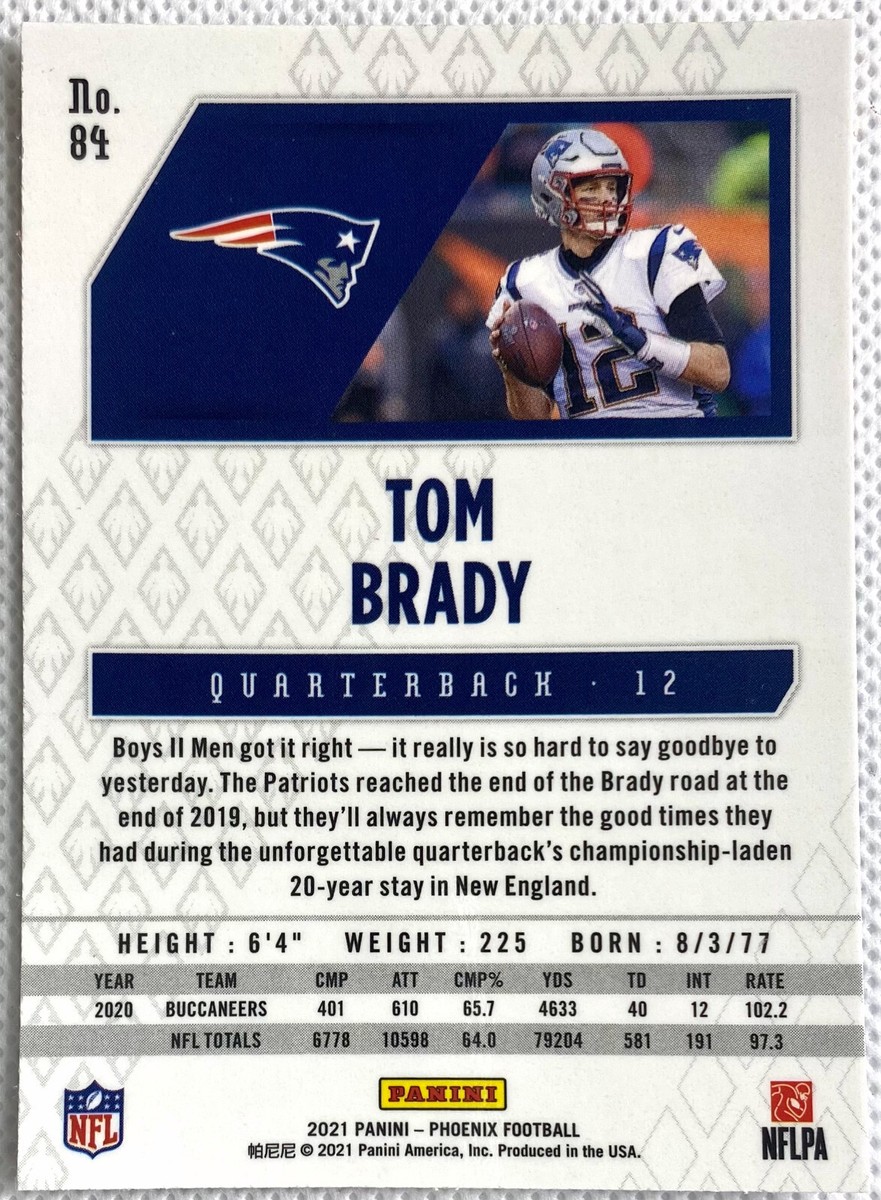 2021 Panini Phoenix Football Tom Brady Fire Burst Card #84 New