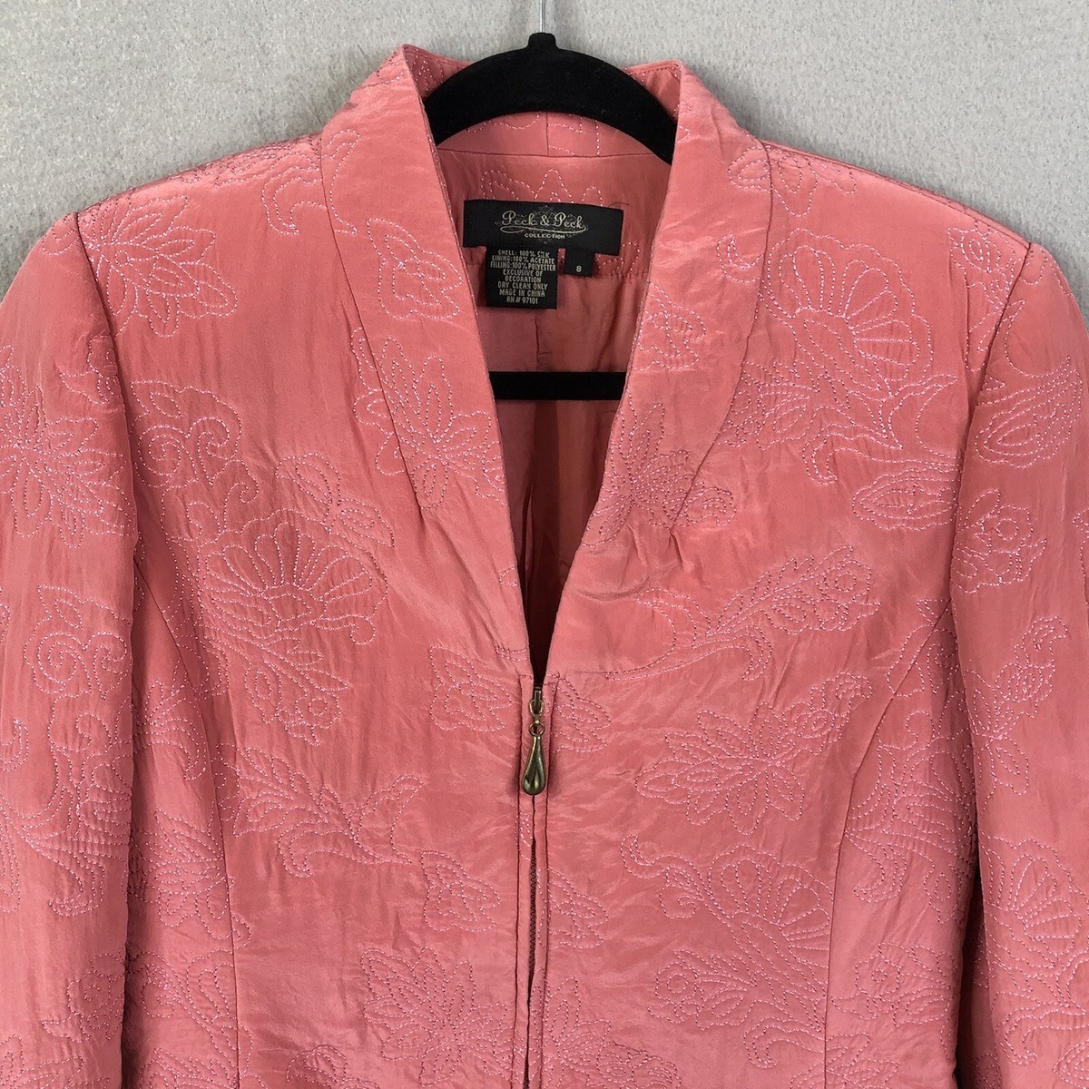 Pink Jacket Womens 8 Mauve 100% Silk Quilted Fitted Feminine