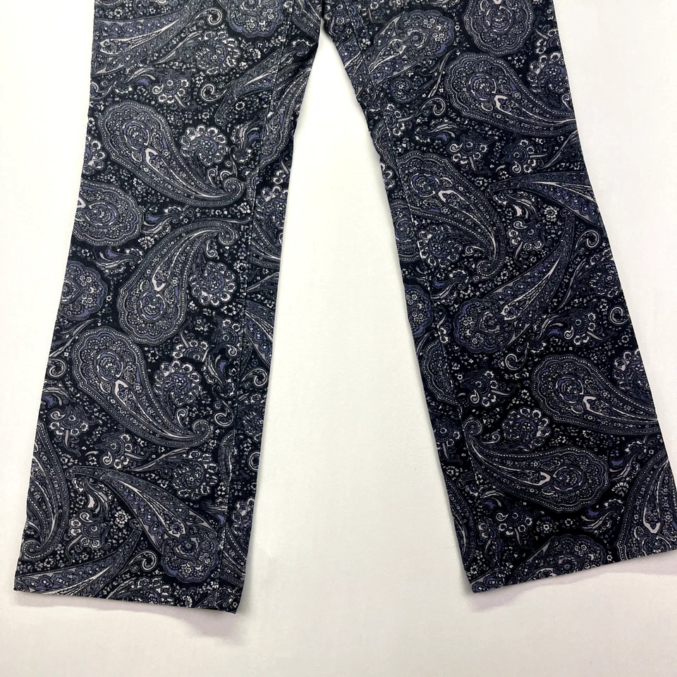 Винтажный Y2K Tommy Hilfiger брюки женщин 10 синий пейсли вельвет эластичной высоты - Изображение 3 из 4
