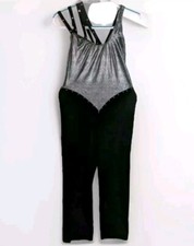 Dance Costume Large Jumpsuit Black Velvet Jazz Tap Pageant Art Stone Sprarkle