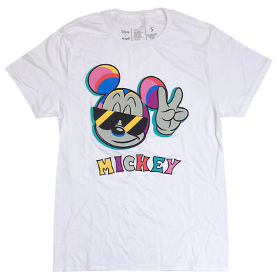 Neff Disney Mickey Mouse Peace Sign Men's White T-Shirt New