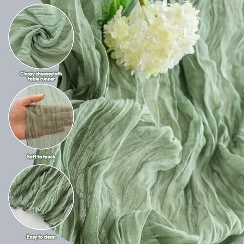 Cheesecloth Table Runner 10ft Boho Rustic Gauze Cheese 1 Pcs-10 FT Sage Green - Picture 5 of 24