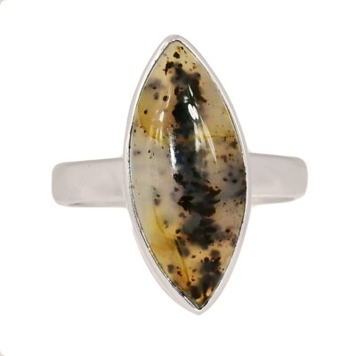 Natural Montana Agate From The Yellowstone River 925 Silver Ring s.6 CR69401