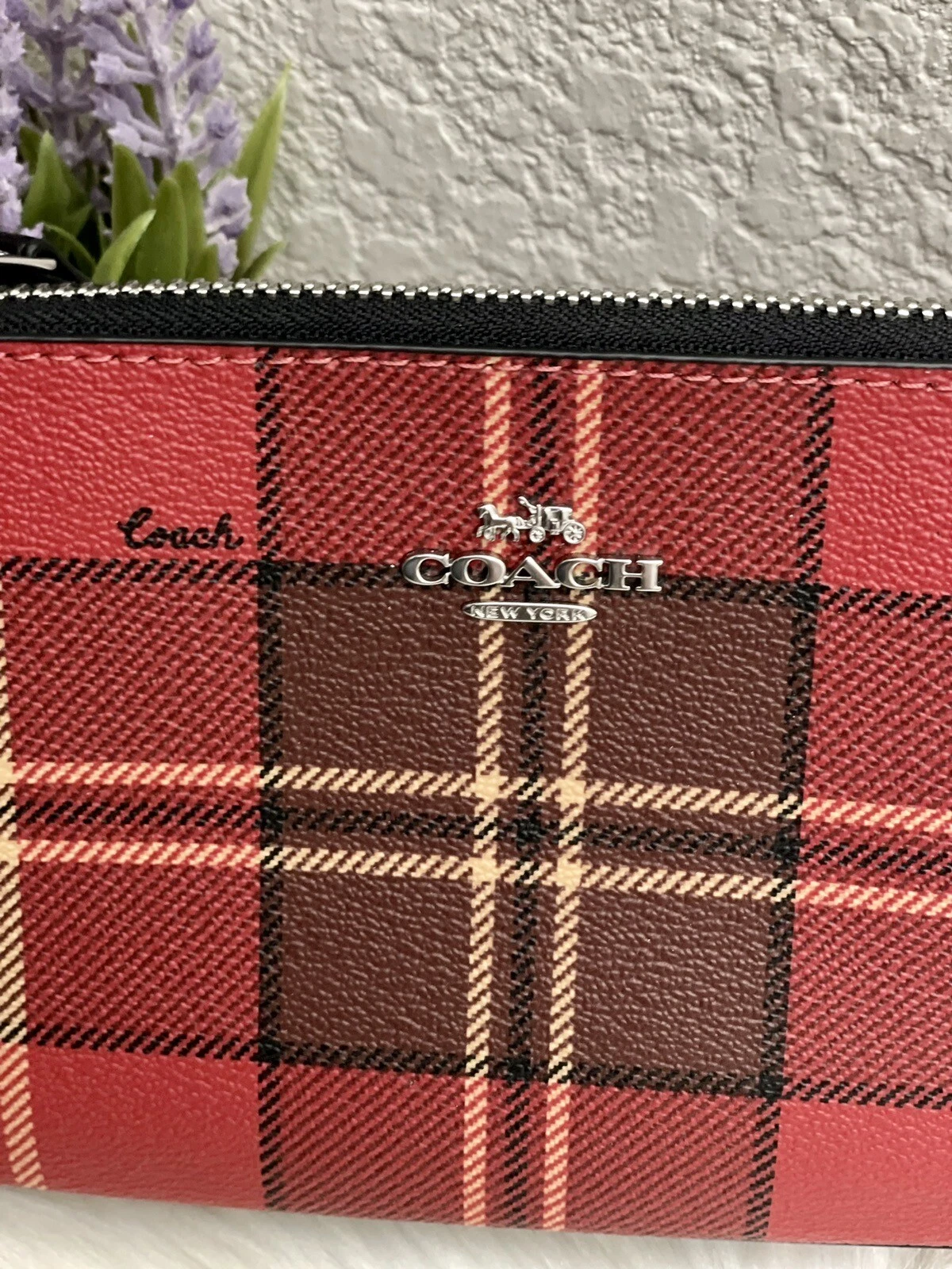 Coach Nolita 19 con stampa a quadri tartan CC809 rosso nero multi