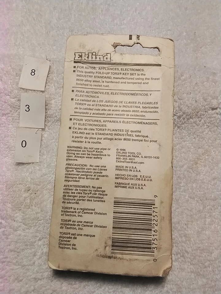 NEW EKLIND 22571 7 PC FOLD UP TORX ALLEN HEX KEY WRENCH SET USA MADE 6782346 - Image 2 of 4