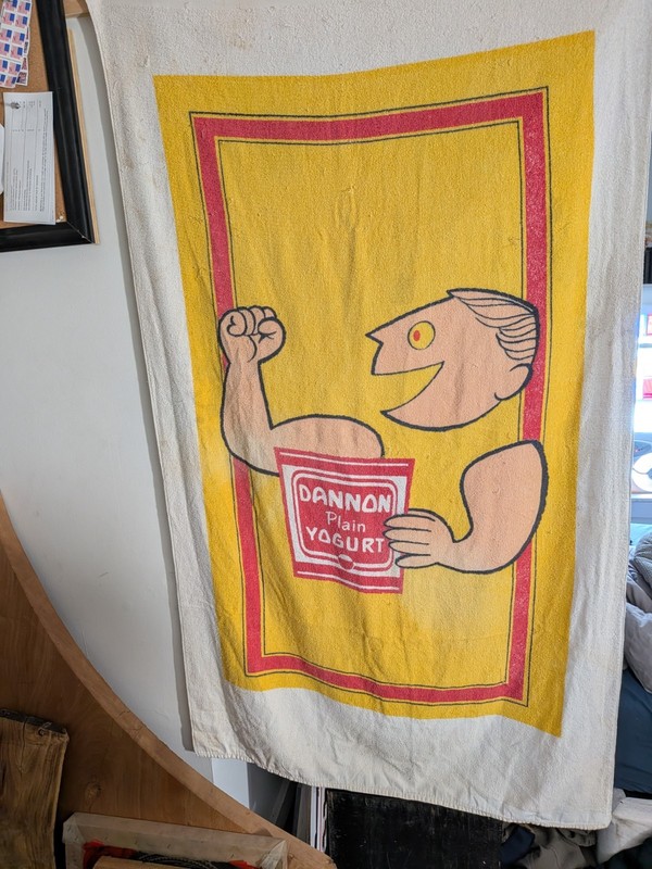 Vintage Dannon Yogurt Advertisement Bath Beach Pool Towel Size 58"x33" -USA MADE