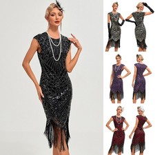 Womens Flapper Dress Cocktail Great Gatsby 1920s Prom Lady Tassel Fringe Dresses