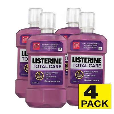 (4 Pack) Listerine Total Care Anticavity Fluoride Mouthwash, Fresh Mint, 250 mL