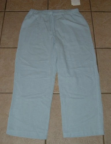 LIZ CLAIBORNE Blue Sz Medium Casual Wear Pull On Gauze Ankle Pants Pockets NWT