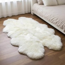 Genuine Sheepskin Rug - Fluffy Soft Pile Shaggy Rug - 100 New Zealand Fur - Cha