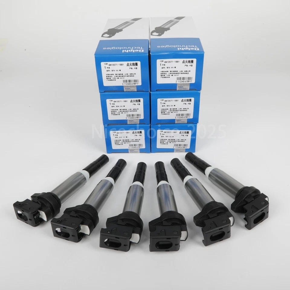 6PCS Delphi Ignition Coil Fit For BMW 328i650i 550i M6 750i 12138616153 GN10571 Foto 2 de 4