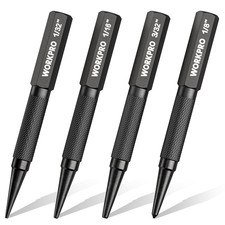 4-Piece Nail Punch and Center Punch Set 1/32", 1/16", 3/32" Nail Setter, 1/...