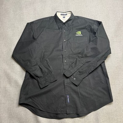 Vintage NVidia Shirt Men's XL Black Button Up Embroidered OCBD Computer Crypto