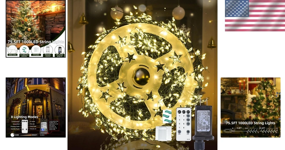 Plug in Fairy Lights 1000 LED - Timer & Remote Control - Image 2 of 4