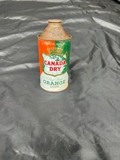 Canada Dry True Fruit Orange Soda Vintage 1950’s Rare 12 oz. Steel Cone Top Soda