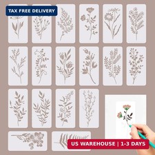 18Pcs Crafting Stencils Reusable, Wildflower Stencils for Painting, Large Flower