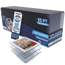 Premium Seamless 55PT - 100 Count Thick Top Loaders for Cards - Clear Plastic.