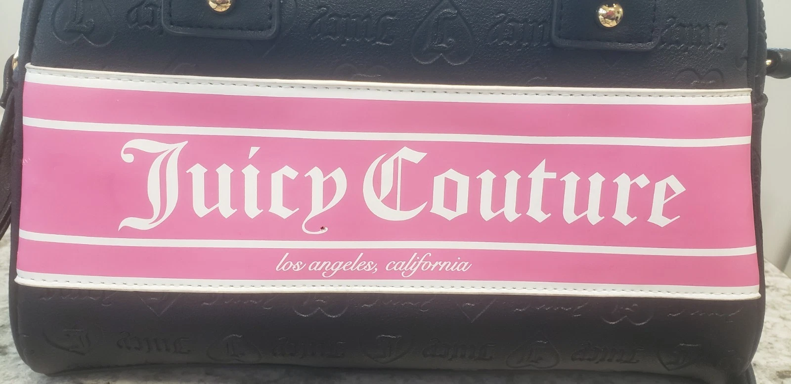 Borsa a tracolla Juicy Couture Fashionista Bowler in liquirizia nera rosa