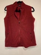 ROHAN Microrib Red 'Stowaway' Gilet Vest. M Full Zip Walking Hiking. Bodywarmer