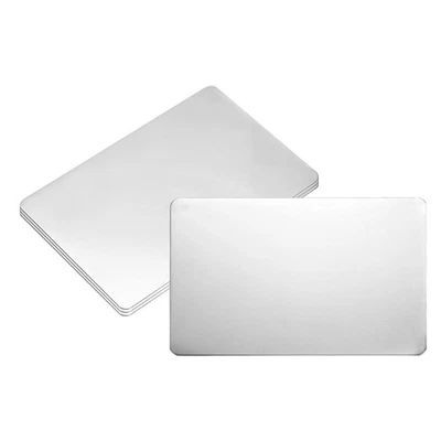 4x Namensschild Blanko für Gravur 4,9x3,1" Spiegelglas silber - Bild 1 von 4
