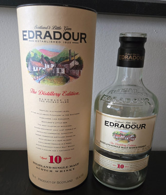 EMPTY Edradour The Distillery Edition Highland Single Malt Scotch Whisky Bottle