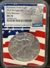 2019-W Burnished Silver American Eagle NGC MS 70 FLAG CORE Early Releases