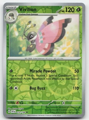 Vivillon #10/198 (Reverse Holo) (NM) SV01: Scarlet & Violet Base Set SVI Pokemon