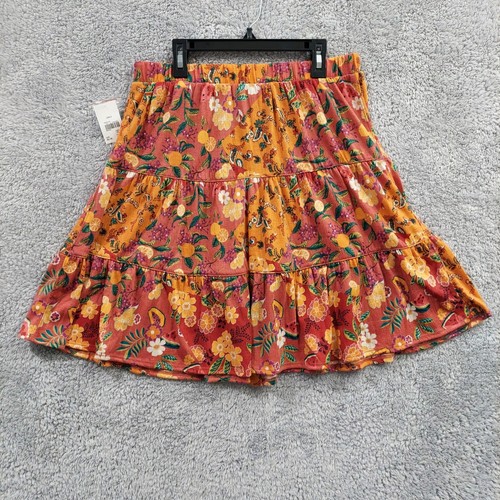 Charlotte By Cato Girls Ruffle Skirt Floral 18XL Orange Pink Faux Button Stretch - Picture 11 of 11