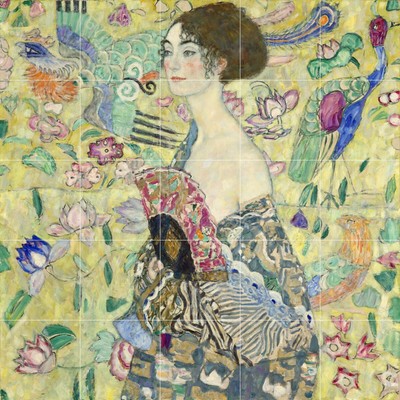 Ceramic Backsplash Tile Mural Art Nouveau Kitchen/Bathroom - Lady With Fan