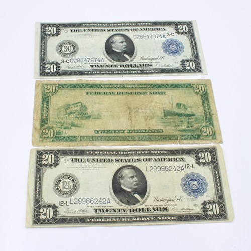 Series 1914 $20 Federal Reserve Large-Sized Horse Blanket Note Lot of 3 #C705-7 - Picture 3 of 7