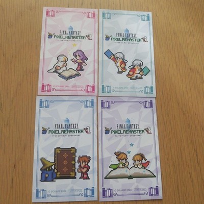 Final Fantasy Pixel Remaster Karten 4er Set Black Mage Warrior Scholar Minwu Neu