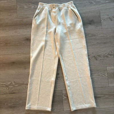 NWT Spanx Womens Heather Cream Brushed Airessentials Straight Leg Pants Size M