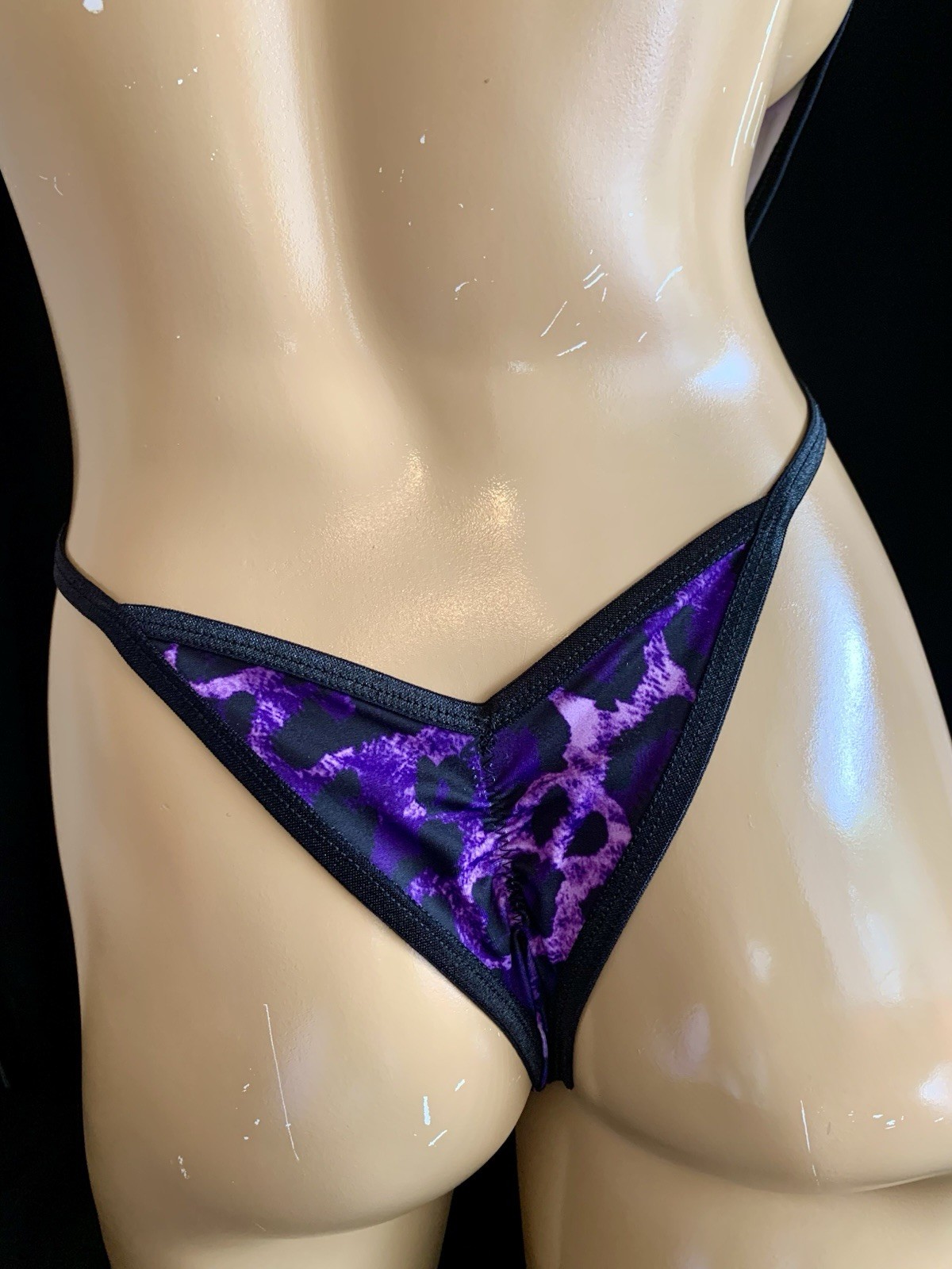 Exotic Dancer Stripper Rave Scrunchy Thong Monokini  New Style Purple Leopard