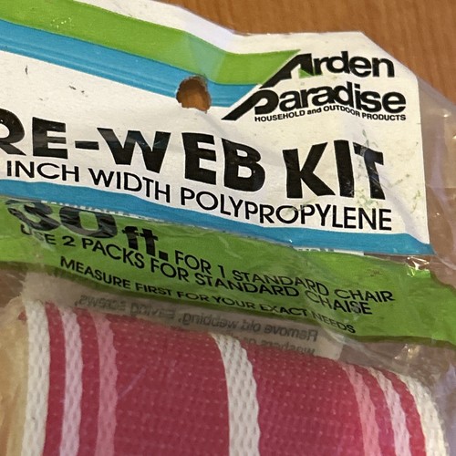 Vintage Arden Paradise Rasenstuhl Gurtband Re-Web Kit 30' x 3" pink/weiß #79991 - Bild 5 von 8