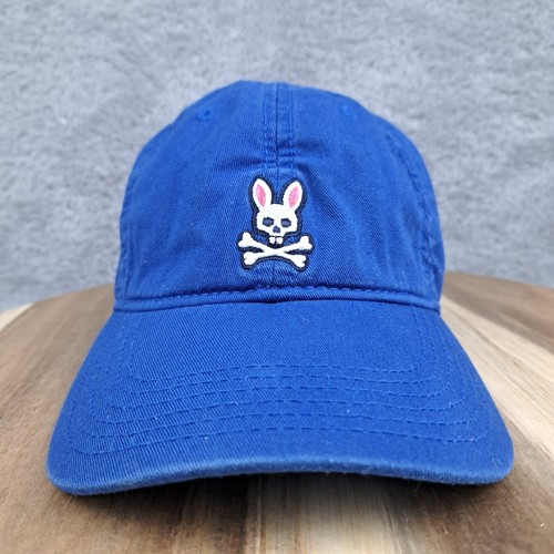 Cappello Psycho Bunny Berretto Cinghia Schiena Blu Regolabile Ricamato Golf Casual Bunny - Foto 1 di 9