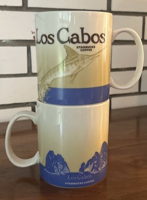 SET 2! LOS CABOS Starbucks Coffee Mug Global Collector Series EUC 16oz Swordfish
